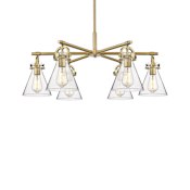 Innovations Lighting Newton Cone 6 Light 26" Wide Chandelier Brushed Brass / Clear