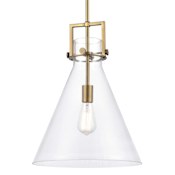 Innovations Lighting Newton Cone 14" Wide Pendant Brushed Brass / Clear