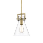 Innovations Lighting Newton Cone 1 Light 8" Wide Mini Pendant Brushed Brass / Clear