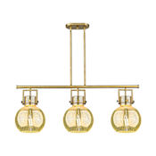 Innovations Lighting Newton Sphere 3 Light 42" Wide Linear Pendant Brushed Brass / Mercury