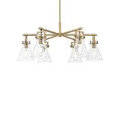 Innovations Lighting Newton Cone 6 Light 26" Wide Chandelier Brushed Brass / Clear