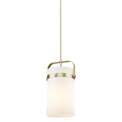Innovations Lighting Pilaster 8" Wide Mini Pendant Champagne Bronze / Cased Matte White
