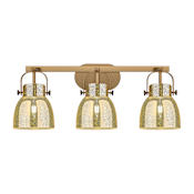 Innovations Lighting Pilaster II Bell 3 Light 27" Wide Vanity Light Brushed Brass / Mercury