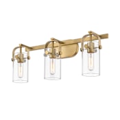 Innovations Lighting Pilaster II Cylinder 3 Light 25" Wide Vanity Light Brushed Brass / Clear