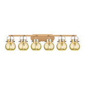 Innovations Lighting Pilaster II Sphere 6 Light 46" Wide Vanity Light Brushed Brass / Mercury