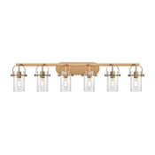 Innovations Lighting Pilaster II Cylinder 6 Light 44" Wide Vanity Light Brushed Brass