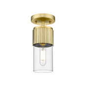 Innovations Lighting Bolivar 4" Wide Flush Mount Ceiling Fixture Brushed Brass / Clear