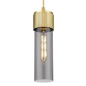 Innovations Lighting Bolivar 12" Tall Mini Pendant with Light Smoke Glass Shade Brushed Brass