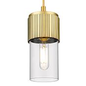 Innovations Lighting Bolivar 7" Tall Mini Pendant with Clear Glass Shade Brushed Brass