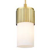 Innovations Lighting Bolivar 7" Tall Mini Pendant with White Glass Shade Brushed Brass
