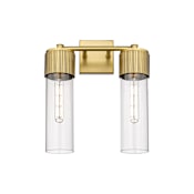 Innovations Lighting Bolivar 2 Light 14" Wide Vanity Light Brushed Brass / Clear