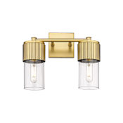 Innovations Lighting Bolivar 2 Light 14" Wide Vanity Light Brushed Brass / Clear