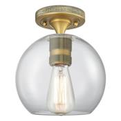 Innovations Lighting Crown Point 8" Wide Semi-Flush Globe Ceiling Fixture with Clear Glass Shade Brushed Brass
