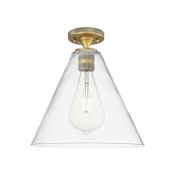 Innovations Lighting Crown Point 12" Wide Semi-Flush Ceiling Fixture Brushed Brass / Clear