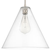 Innovations Lighting Crown Point 16" Wide Pendant with Clear Glass Cone Shade Satin Nickel