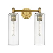 Innovations Lighting Crown Point 2 Light 14" Wide Vanity Light Brushed Brass / Clear