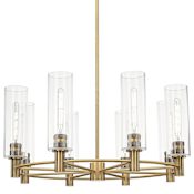 Innovations Lighting Crown Point 8 Light 32" Wide Candle Style Chandelier Brushed Brass / Clear