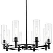 Innovations Lighting Crown Point 8 Light 32" Wide Chandelier with 12" Tall Clear Glass Shades Matte Black