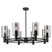 Innovations Lighting Crown Point 8 Light 32" Wide Chandelier with Light Smoke Glass Shades Matte Black