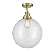 Innovations Lighting Beacon 12" Wide Semi-flush Mount Globe Ceiling Fixture Antique Brass / Clear