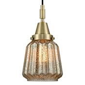 Innovations Lighting Chatham 7" Wide Mini Pendant with Ribbed Mercury Glass Shade Antique Brass