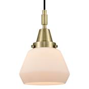 Innovations Lighting Fulton 7" Wide Mini Pendant with Matte White Glass Shade Antique Brass