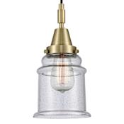Innovations Lighting Canton 6" Wide Mini Pendant with Clear, Seedy Glass Shade Antique Brass