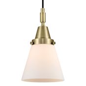 Innovations Lighting Cone 6" Wide Mini Pendant with Matte White Glass Shade Antique Brass