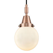 Innovations Lighting Beacon 6" Wide Mini Pendant with Matte White Glass Shade Antique Copper