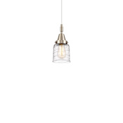 Innovations Lighting Bell 5" Wide Mini Pendant Brushed Satin Nickel / Clear Deco Swirl