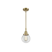 Innovations Lighting Beacon 6" Wide Mini Pendant Antique Brass / Clear