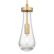 Innovations Lighting Owego 11" Tall Mini Pendant with Clear, Seedy Glass Shade Brushed Brass