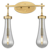 Innovations Lighting Owego 2 Light 16" Wide Vanity Light with Light Smoke Glass Shades Brushed Brass