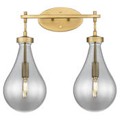 Innovations Lighting Owego 2 Light 18" Wide Vanity Light with Light Smoke Glass Shades Brushed Brass