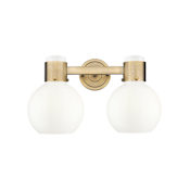 Innovations Lighting Lawton Sphere 2 Light 16" Wide Vanity Light Brushed Brass / Gloss White