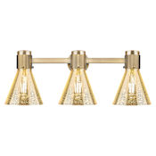 Innovations Lighting Lawton Cone 3 Light 24" Wide Vanity Light with Mercury Glass Shades Brushed Brass