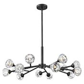 Innovations Lighting Aurora 14 Light 28" Wide Sputnik Chandelier with Clear, Faceted Glass Shades Matte Black