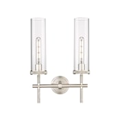 Innovations Lighting Lincoln 2 Light 14" Wide Vanity Light Satin Nickel / Clear