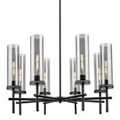 Innovations Lighting Lincoln 8 Light 32" Wide Candle Style Chandelier Matte Black / Light Smoke