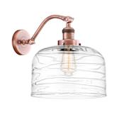 Innovations Lighting Bell 13" Tall Wall Sconce Antique Copper / Clear Deco Swirl