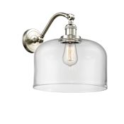 Innovations Lighting X-Large Bell Single Light 13" Tall Bathroom Sconce Brushed Satin Nickel / Clear