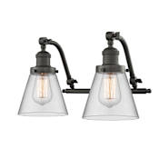 Innovations Lighting Small Cone 2 Light 18" Wide Bathroom Vanity Light Oiled Rubbed Bronze / Clear