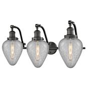 Innovations Lighting Geneseo 3 Light 28" Wide Bathroom Vanity Light Oiled Rubbed Bronze / Clear Crackle