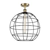 Innovations Lighting Lake Placid 16" Wide Semi-Flush Globe Ceiling Fixture Antique Brass / Matte Black