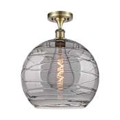 Innovations Lighting Athens Deco Swirl 14" Wide Semi-Flush Ceiling Fixture Antique Brass