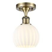 Innovations Lighting White Venetian 6" Wide Semi-Flush Ceiling Fixture Antique Brass