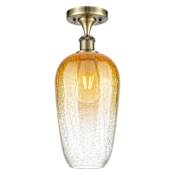 Innovations Lighting Brookhaven Flute 7" Wide Semi-Flush Ceiling Fixture Antique Brass / Amber