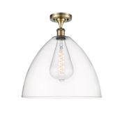 Innovations Lighting Bristol Glass 16" Wide Semi-Flush Ceiling Fixture Antique Brass / Clear