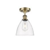 Innovations Lighting Bristol 8" Wide Semi-Flush Ceiling Fixture Antique Brass / Clear