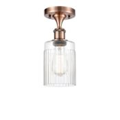 Innovations Lighting Hadley 5" Wide Semi-Flush Ceiling Fixture Antique Copper / Clear
